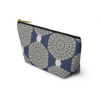 Lace Hexagon Accessory Pouch w T-bottom in Navy